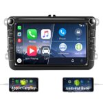 CAMECHO Apple Carplay Double Din Car Stereo for VW Golf Passat 8 Inch Touch Screen Bluetooth Car Stereo Support Mirror Link/USB/FM Radio/SWC/Reve
