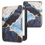 kwmobile Case Compatible with Kobo Clara HD Case - eReader Cover - Marble Gold/White/Blue