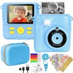 Kids Camera for Girls Boys,Instant Camera for Kids with Storage Case 1080P HD Digital Camera with Print Photo Paper, Birthday Gifts Toy for 3 4 5