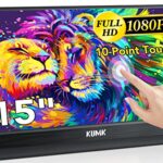 KUMK Portable Monitor Touchscreen, 15-inch 1920x1080 Full HD IPS 10-Point Capacitive Touchscreen, with Type-C & HDMI Portable Laptop Monitor, Dua