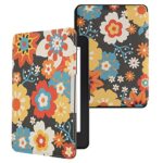 kwmobile Case Compatible with Amazon Kindle Paperwhite Case - eReader Cover - Vintage Flowers Orange/Red/White