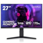 KOORUI 27 Inch Gaming Monitor, 2K Computer Monitors, QHD(2560 * 1440), IPS,1ms, Adpitive Sync, 2x HDMI (144Hz), DisplayPort(170Hz), HDR 400, DCI-