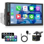 Single Din Car Stereo with Wireless Apple Carplay, Rimoody 7 Inch Touch Screen Car Radio with Bluetooth FM Radio Mirror Link TF/USB/AUX Input SWC