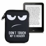 kwmobile Neoprene e-Reader Pouch Size 6" eReader - Universal eBook Sleeve Case with Zipper, Wrist Strap - White/Black