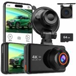 Dual Dash Cam, 4K FHD Rear View Mirror Camera Smart Driving Assistant with 3" IPS Full Touch Screen Front and Rear Camera with Parking Assistance