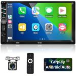 Double Din Car Stereo Apple CarPlay Rimoody 7 Inch Touchscreen Car Radio with Android Auto Bluetooth FM Radio Mirror Link USB TF Aux in Head Unit