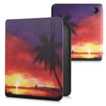 kwmobile Case Compatible with Kobo Libra 2 Case - eReader Cover - Sunset Palm Pink/Yellow/Violet