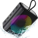 LENRUE Mini Bluetooth Speaker, IPX5 Waterproof Portable Wireless Speaker with RGB Lights, HD Stereo, Enhanced Bass, Built-in Micro, AUX, Shower S