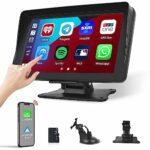 Hikity 7 Inch Touchscreen Portable Car Stereo Wireless Apple CarPlay, Wireless Android Auto, Bluetooth Portable Car Radio with Voice Control Airp