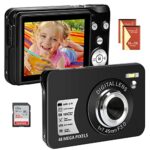 Digital Camera, 48MP 2.7K Compact Camera for kids with 16X Digital Zoom Anti-shake 2.7-inch Screen Vlogging Camera with SD Card & 2 Batteries for