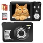 Digital Camera 2.7K 48MP Vlogging Camera, Rechargeable FHD Compact Camera with 16X Digital Zoom, 2.7” Mini Children’s Camera with 32GB Memory Car