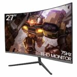 CRUA 27 Inch 75Hz Curved Gaming Monitor, Full HD 1080P 1800R Frameless Computer Monitor, 1ms GTG with FreeSync, Low Motion Blur, Eye Care, VESA,
