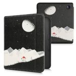 kwmobile Case Compatible with Kobo Libra 2 Case - eReader Cover - Starry Sky Poppy White/Red/Black