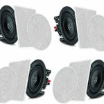 PYLE 6.5” 4 Bluetooth Flush Mount In-wall In-ceiling 2-Way Speaker System Quick Connections Changeable Round/Square Grill Polypropylene Cone & Tw