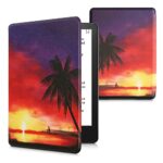 kwmobile Case Compatible with Amazon Kindle Paperwhite 11. Generation 2021 Case - eReader Cover - Sunset Palm Pink/Yellow/Violet