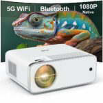 【2023 Upgraded】Artlii Mini Projector, Native 1080P FHD 5G Wireless WiFi Bluetooth Projector, Outdoor Portable Video Projector 4K Supported with K