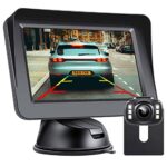 HD Reversing Camera Kit, DOUXURY 4.3'' LCD Monitor + IP68 Waterproof 720P 6 LED Night Vision 170° Wide View Angle Rear View Camera for Car Van Tr