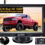 Wireless Reversing Camera Kit Supports 2 Cameras, 5 Inch HD Monitor Reverse Camera with Stable Signal, IP69 Waterproof Camera, Super Night Vision