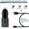 Samsung Car Charger, AILKIN 3.4A Dual Port Fast USB C Car Charger Adapter with 6Ft/1.8M USB C Cable for Samsung Galaxy S20/S20 Ultra/S23/S21/S10/