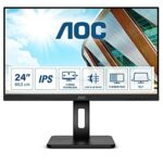 AOC 24P2Q - 24 Inch FHD Monitor, 75Hz, 4ms, IPS, Height Adjust, USB Hub, Speakers (1920x1080 @ 75Hz, 250cd/m², HDMI//DP/VGA/DVI/ USB 3.2)