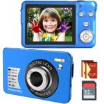Digital Camera, Compact Kids Camera with SD Card 48MP 2.7K/20FPS 2.7-inch Screen LCD Anti-shake Photoflash Selfile For Children Teens Beginners G