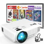 Mini Projector Full HD 1080P Support, Upgraded 8000 Lumen LED Portable Outdoor Video Projector, Multimedia Home Theater Movie Projector, Compatib