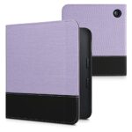 kwmobile Case Compatible with Kobo Libra 2 - PU Leather and Canvas e-Reader Cover - Lavender/Black