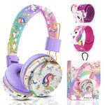 Cute Kids Headphones Wireless, Unicorn Headphones for Girls, Childrens Bluetooth Headphones with Microphone, Adjustable Toddler Headphone Over Ea