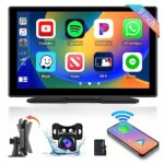 Hikity Wireless Apple CarPlay with Screen 9 Inch Portable Car Stereo Built-in Wireless Android Auto Air Play Mirror Cast FM Transmitter Bluetooth