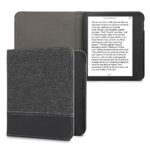 kwmobile Case Compatible with Tolino Vision 6 - PU Leather and Canvas e-Reader Cover - Anthracite/Black
