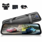 Mirror Dash Cam Car Camera, 9.66 Inch IPS LCD Full HD Smart Rearview Mirror for Cars & Trucks, HDR Front and Rear View Dual Cameras 1080P, Night