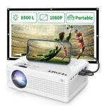 Projector, YEZMEK Mini Projector 8500 Lumen Native 1080P Full HD, Portable Projector Compatible with TV-Stick Smartphone & Tablet Laptop PS4/5 HD