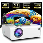 Mini Projector,Eroshoo 1080P Full HD Portable Movie Projector,4K Supported & 13000Lux,5G WiFi Bluetooth Projector with Tripod,±50%/4P Keystone,Co