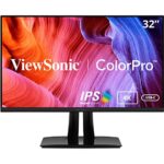 ViewSonic VP3256-4K 32-inch Premium IPS 4K Ergonomic Monitor, Ultra-Thin Bezels, Colour Accuracy, Pantone Validated, HDMI, DisplayPort, USB Type-