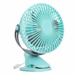 Small Clip On Fan, Lightweight Monocrystalline Silicon USB Cable Solar Panel Fan for Bedroom Office Desk (Blue)