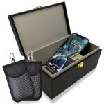 Faraday Box & 2 Pack Faraday Pouch for Car Keys, Faraday Bag for Key Fob Protector, Anti-theft Car Key Signal Blocker Box for Keyless Entry
