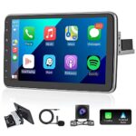 2G 32G Single Din Touchscreen Android Car Stereo with Wireless Apple Carplay, Rimoody 10.1 Inch Rotatable Screen Android 1 din Car Radio with WiF