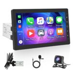 Single Din Car Stereo with Screen, CAMECHO 10.1 Inch Touch Screen Car Radio with Apple Carplay Android Auto Bluetooth Mirror Link/FM Radio/USB/SW