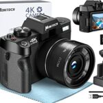Monitech Digital Cameras for Photography,4K 48MP Vlogging Camera for YouTube and Video, with 180° Flip Screen,16X Digital Zoom,2 Batteries, 32GB
