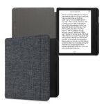 kwmobile Case Compatible with Kobo Sage - Book Style Fabric e-Reader Cover Flip Folio Case - Dark Grey