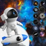HTLNUZD Rocket Astronaut Galaxy Projector Space Night Light and 12 Film Pieces Nebula Galaxy Projector Light 360° Rotation Magnetic Head for Bedr