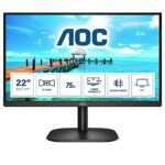 AOC 22B2H - 22 inch FHD Monitor, 75Hz, VA, 7ms Frameless design, Tilt, lowBlue Mode, Flicker Free (1920 x 1080 @ 75Hz, HDMI/VGA)