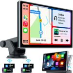 Car Play Screen with Wireless Apple Carplay & Android Auto, Hands-free Bluetooth, Mirrorlink, 7 Inch HD IPS Touchscreen Carplay Screen with Voice
