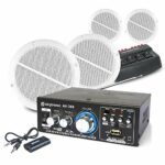 SkyTronic Cafe Restaurant Shop Bluetooth Amplifier Ceiling Speaker System Kit with 4x Ceiling Speakers and Switch