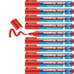 edding 383 flipchart marker - red - box of 10 - chisel nib 1-5 mm - marker for writing, drawing and marking on flipchart paper - does not bleed t