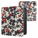 kwmobile Case Compatible with Kobo Libra 2 Case - eReader Cover - Flower Illustrations Blue/Red/White
