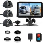 VSYSTO 7.0'' Truck Camera system 4CH reversing camera kit Van Dash Cam, Front & Sides & Rear 1080P Recording Camera, with GPS Infrared Night Visi