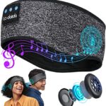 LC-dolida Sleep Headphones Bluetooth Headband, Elastic Sleeping Headphones Headband with Microphone, Tech Gadgets for Men Women,Soft Headphones f