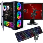 Veno Scorp ARGB GAMING PC or PC Set i5 240 SSD 500 HDD 8GB RAM 2GB DDR5 GT1030, PC Set with 19” Monitors Win 10 Wifi NeonZilla (Renewed)